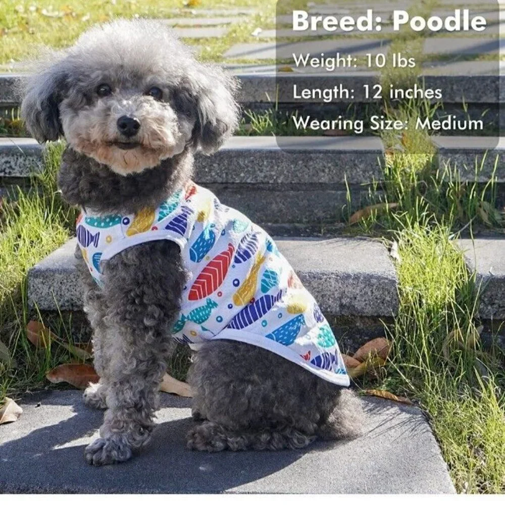 Cyeollo Dog T-shirt Size XL Multicolor Fish Print NWT‎